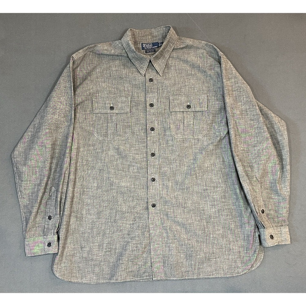 Vintage Polo Ralph Lauren Shirt Donington Mens Size XL 100% Cotton Chambray